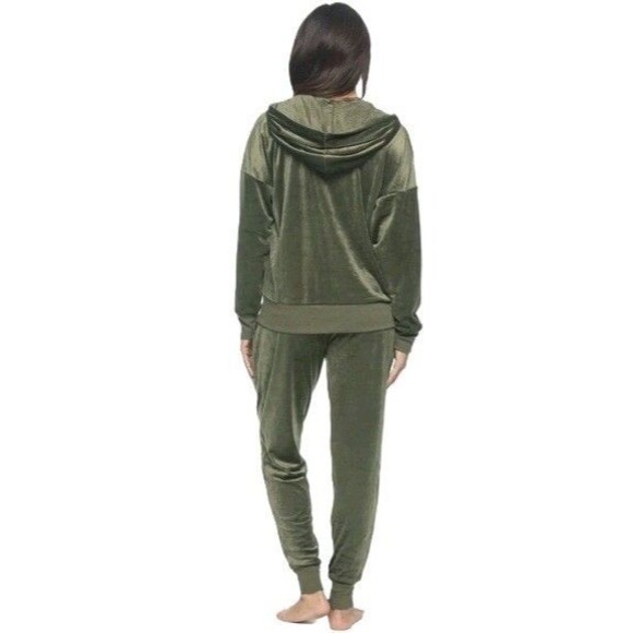 Felina Women's 2-Piece Velour Hoodie & Jogger Set Deep Olive XS NWT - Picture 2 of 3